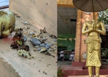 பாடசாலை வளாகத்தில் இருந்த திருநாவுக்கரசரின் உருவச்சிலை உடைப்பு..!